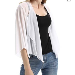 NWT 3/4 Sleeve Sheer Shrug Cropped Cardigan L